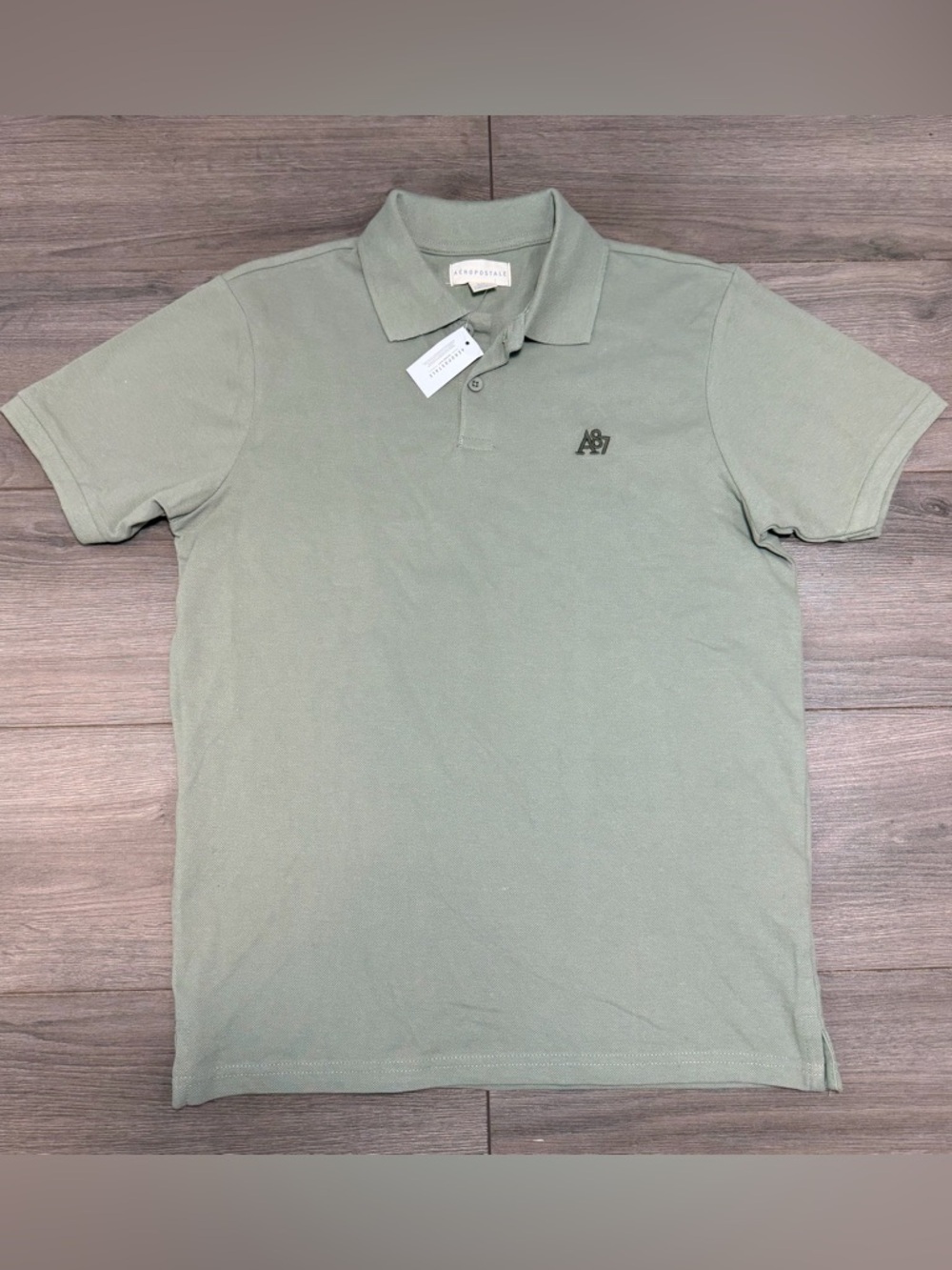 Aeropostale Men's Light Sage Green Polo Shirt with A87 Logo-BRAND NEW WITH TAG